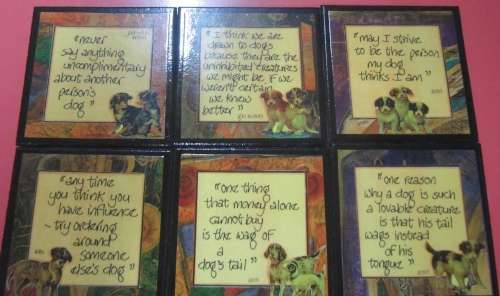 Set of 6 Amulet Handcrafted Dog Coasters in Box