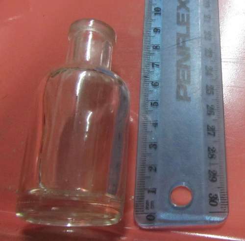 6 Small Vintage Glass Bottles - Bovril, Crown Perfumery, Heynes Mathew Ltd etc