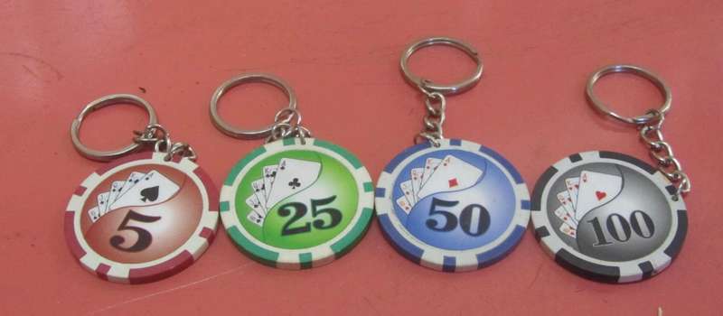 Set of 4 Poker Chip Keyrings