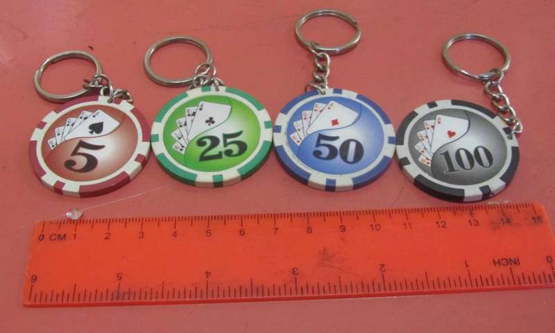 Set of 4 Poker Chip Keyrings