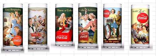 Complete Set RETRO Coca Cola Coke Glasses