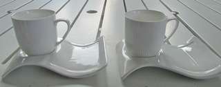 Set of 6 Cups and Saucers - Wave Style