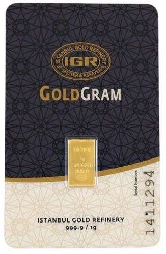 1 gram GOLD BAR pure gold.