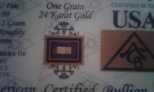 SOLID GOLD BAR - ONE GRAIN BAR 99.99 FINE.