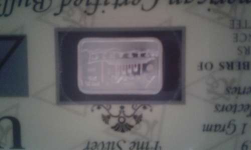 SOLID SILVER BULLION MINTED. ONE GRAM 99.9 FINE.