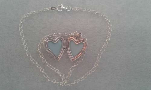 Sterling Silver Color Rose Heart Locket With Chain.