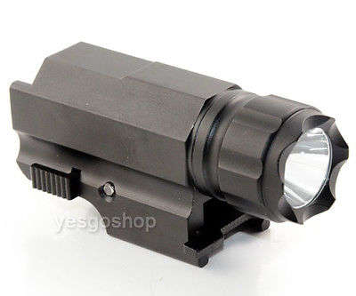 Tactical Pistol Flashlight WITH STROBE function! 250lumen QD Rail Mount 80mm long
