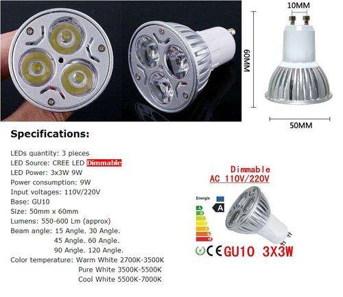 LED 9W GU10 DIMMABLE SPOT warm or cool white