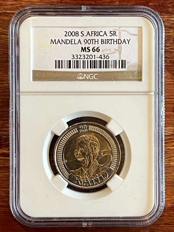 2008 Nelson Mandela 90th Birthday Graded Coin - MS 66