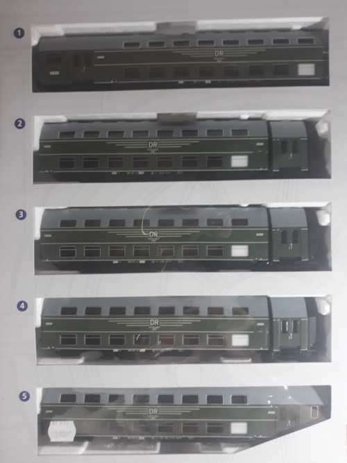 Piko 5 Car Double Decker Set + 3 sets of interior lights (2 Cars already fitted) "HO"