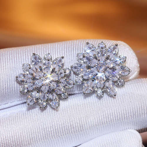 Silver Stud Earrings Fashionable Flower Earring For Women 925 Jewelry