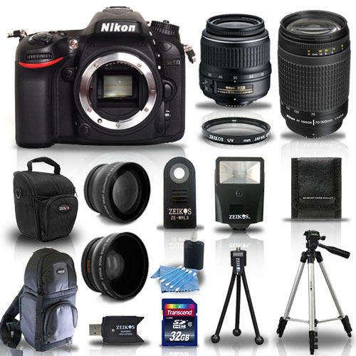 Nikon D7100 Digital SLR Camera + 4 Lens Kit: 18-55mm VR + 70-300 mm +32GB Kit