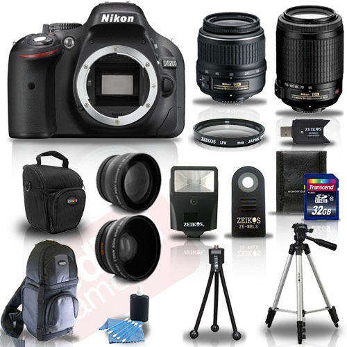 Nikon D5200 Digital SLR Camera + 4 Lens Kit 18-55mm VR 55-200 mm VR +32GB