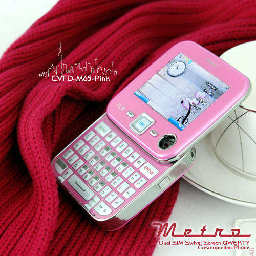 Metro Pink - Dual SIM Swivel Screen QWERTY Cosmopolitan Phone