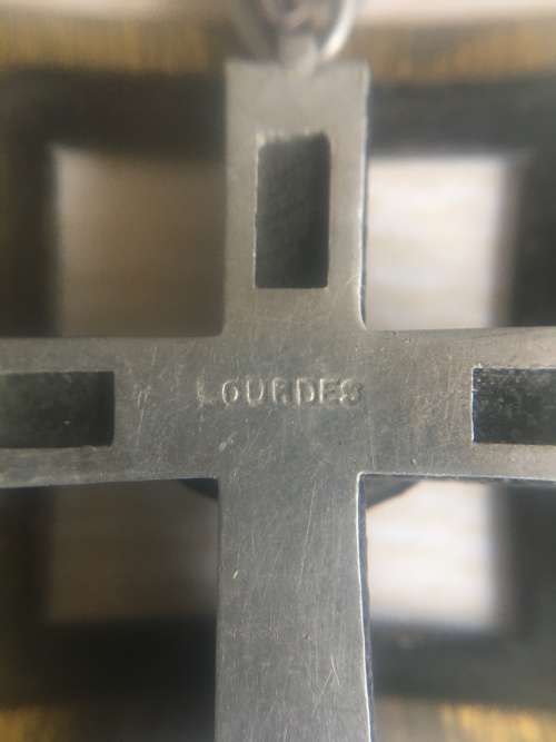 VINTAGE CRUCIFIX (LOURDES) ON OLD EUROPEAN SILVER (835) CHAIN.QUALITY NECKLACE.  EXCELLENT CONDITION