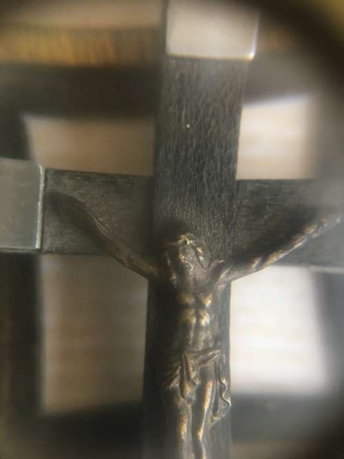 VINTAGE CRUCIFIX (LOURDES) ON OLD EUROPEAN SILVER (835) CHAIN.QUALITY NECKLACE.  EXCELLENT CONDITION