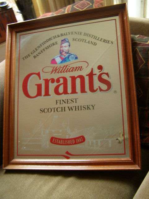 FAB MAN CAVE GIFT! GRANTS WHISKY MIRROR