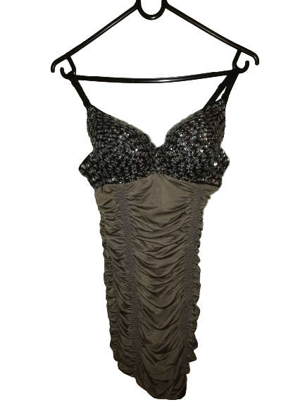 Brown elegant sequins bodycon dress