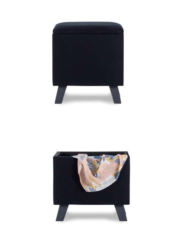 Square Velvet Ottoman with Storage