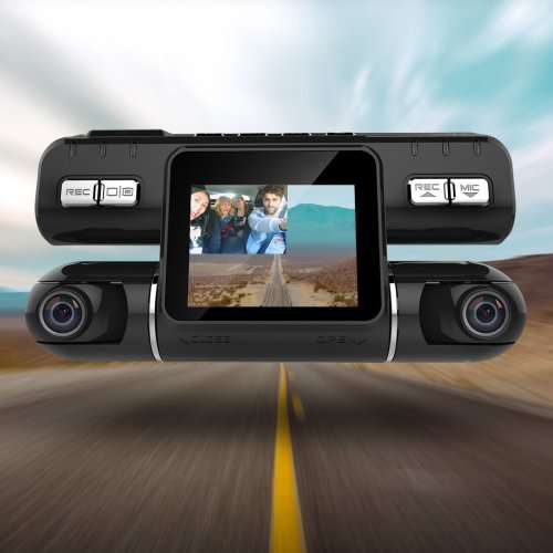 Pruveeo MX2 Dash Cam Front and Rear Dual Camera for Cars, 240 Degree Wide Angle Driving Recorder DVR