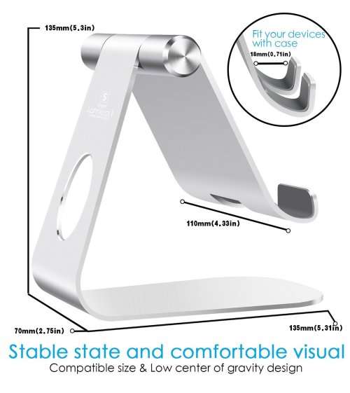 Tablet Stand Adjustable, Lamicall iPad Stand : Desktop Stand Holder Dock for new iPad 2017 Pro 9.7,