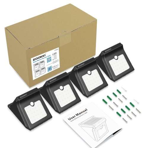 ZOOKKI Solar Lights Outdoor 28 LED, Super Bright Motion Sensor Wall Lights Outside Solar Powered
