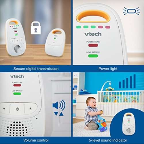 VTech DM111 Audio Baby Monitor with up to 305m of Range, 5-Level Sound Indicator