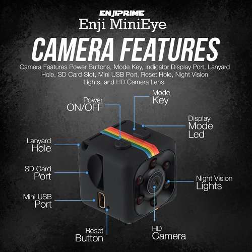 Enji Mini Eye Spy Camera, Hidden Camera, Nanny Cam, Mini Camera