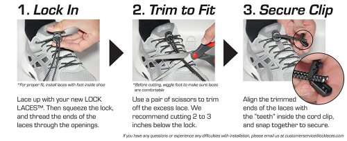 LOCK LACES (Elastic No Tie Shoelaces) - BLACK