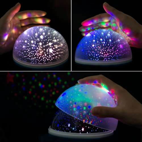 Night Lighting Lamp, Star Light Rotating Projector, 4 LED Bulbs 8 Modes for Children Kids Bedroom