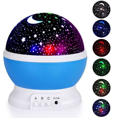 Night Lighting Lamp, Star Light Rotating Projector, 4 LED Bulbs 8 Modes for Children Kids Bedroom