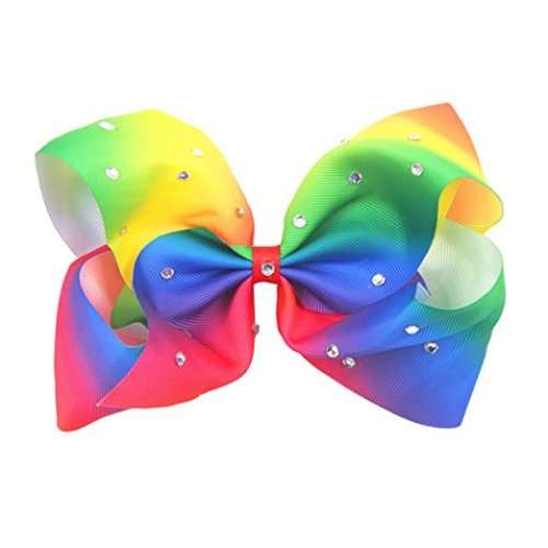 4Pcs 18cm Big Bow with Alligator Clips Sparkly Glitter Rainbow Bow Hair Clips for Girls