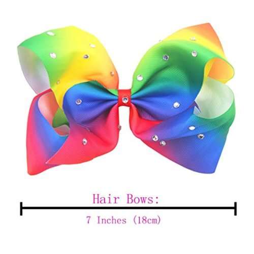4Pcs 18cm Big Bow with Alligator Clips Sparkly Glitter Rainbow Bow Hair Clips for Girls