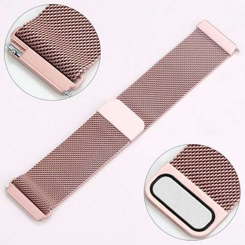 LARGE Strap Band for Fitbit Versa, Milanese Loop Stainless Steel Replacement Bracelet - ROSE GOLD