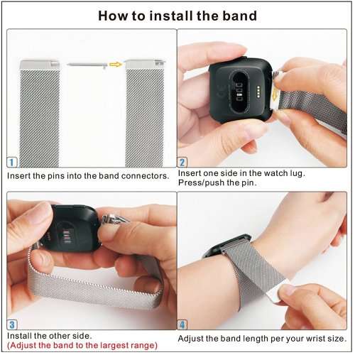 LARGE Strap Band for Fitbit Versa, Milanese Loop Stainless Steel Replacement Bracelet - LAVENDER