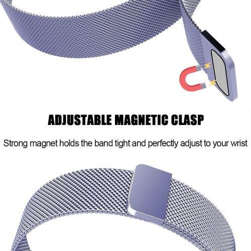LARGE Strap Band for Fitbit Versa, Milanese Loop Stainless Steel Replacement Bracelet - LAVENDER