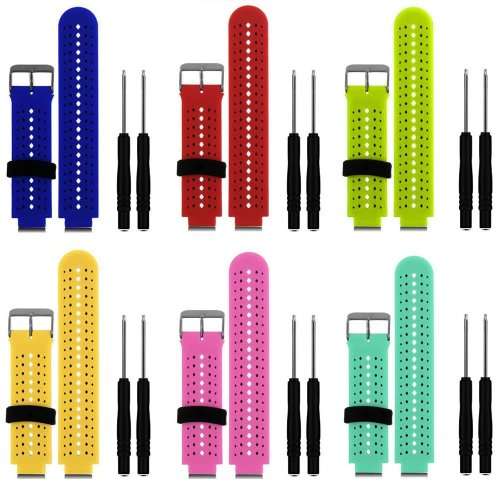 6Pcs Replacement Silicone Bands With Pin Removal Tools For Garmin Forerunner 220/230/235/620/630