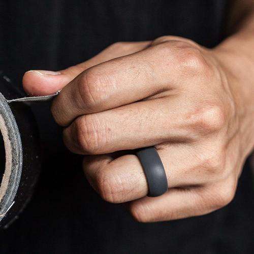 ThunderFit Silicone Wedding Band Rings Non-toxic, hypoallergenic (7 Pack) Size 8.5 - 9 (18.9mm)