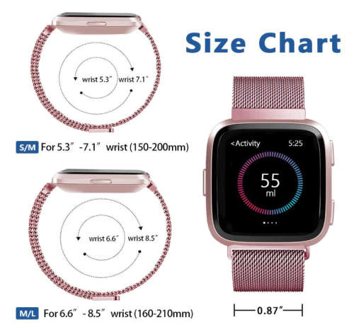 CHOOSE YOUR COLOUR Fitbit Versa Milanese Straps / Bands,Stainless Steel Milanese Metal Mesh Bracelet