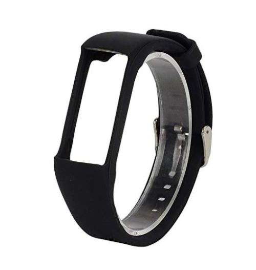Polar A360/A370 Wristband with Screen Protector Adjustable Band Soft Silicone - BLACK