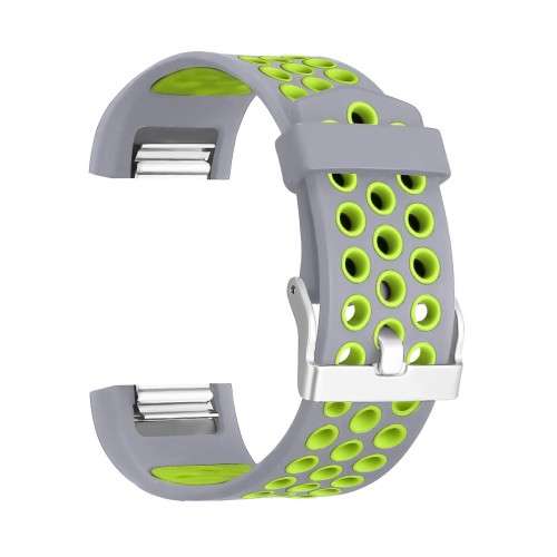 Fitbit Charge 2 Band, Breathable Silicone - Grey/Green SMALL