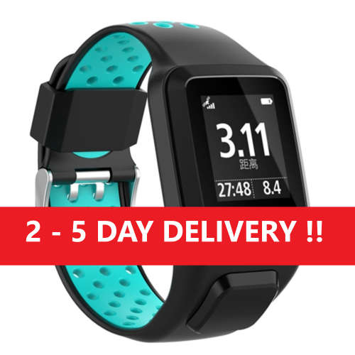 Watch Strap TomTom Runner 2 3/Spark/Spark 3/Golfer 2/Adventurer Double Pin  - Black & Blue