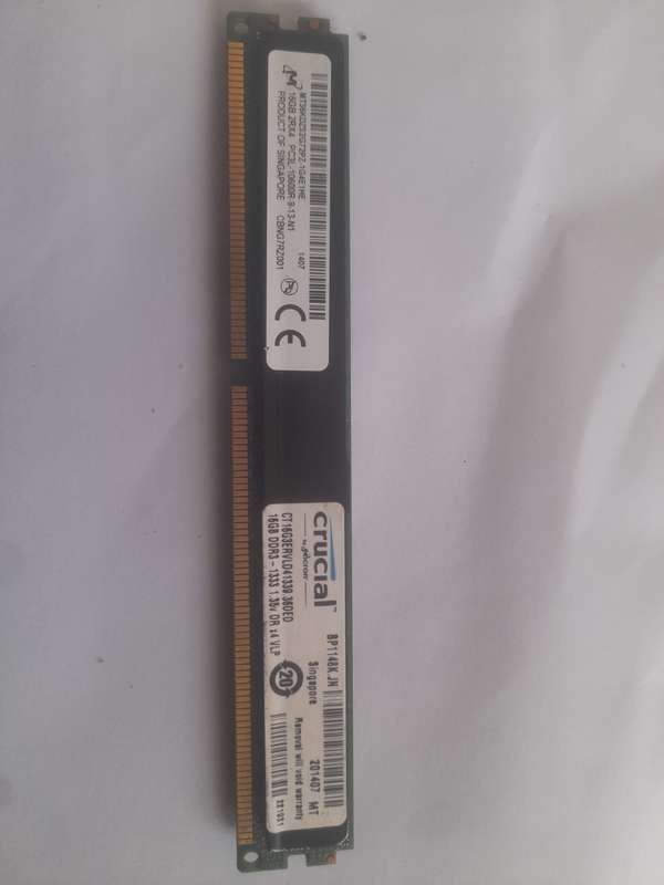 CRUCIAL 16GB DDR3 | PC3L-10600R-9-13-N1 | 1333 1.35V | ECC REGISTERED