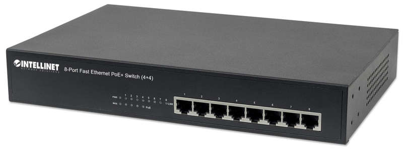 INTELLINET 8 PORT PoE+ GIGABIT SWITCH | 4 PoE & 4 PoE+ | IEEE 802.3AT/AF