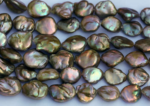 Rare metallic Keshi pearl strand (big pearls)