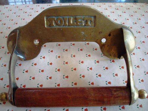 Vintage brass toilet roll holder