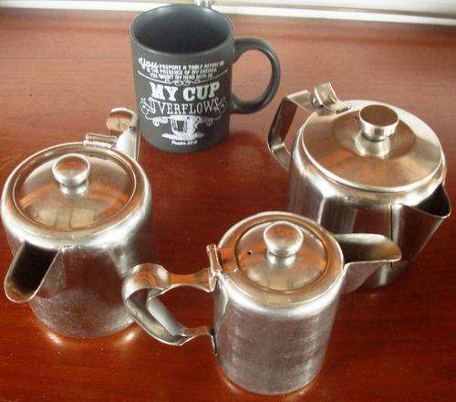 3 x stainless teapots