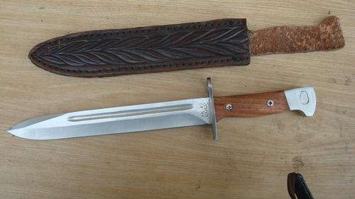 AK 47 BAYONET IN HAND MADE SCABBARD
