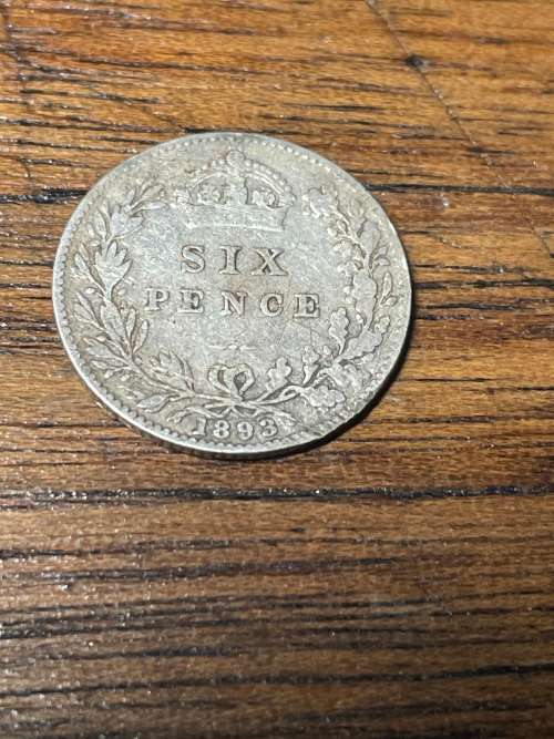 1893 silver 6 pence queen victoria
