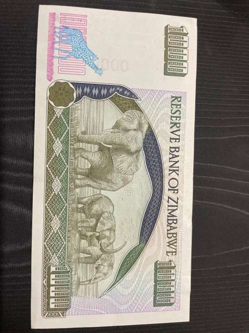 Zimbabwe , $1000 issued 2007 crisp and clear fields